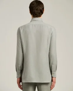 ANTHRACITE FLANNEL SHIRT IN COTTON, SILK AND CASHMERE