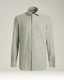 ANTHRACITE FLANNEL SHIRT IN COTTON, SILK AND CASHMERE