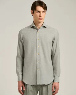 ANTHRACITE FLANNEL SHIRT IN COTTON, SILK AND CASHMERE