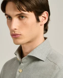 ANTHRACITE FLANNEL SHIRT IN COTTON, SILK AND CASHMERE