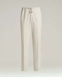 BEIGE COTTON TROUSERS WITH ELASTIC WAIST