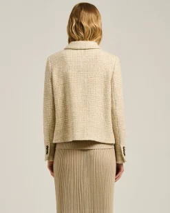 BEIGE DOUBLE-BREASTED WOOL AND ALPACA-BLEND PEA COAT