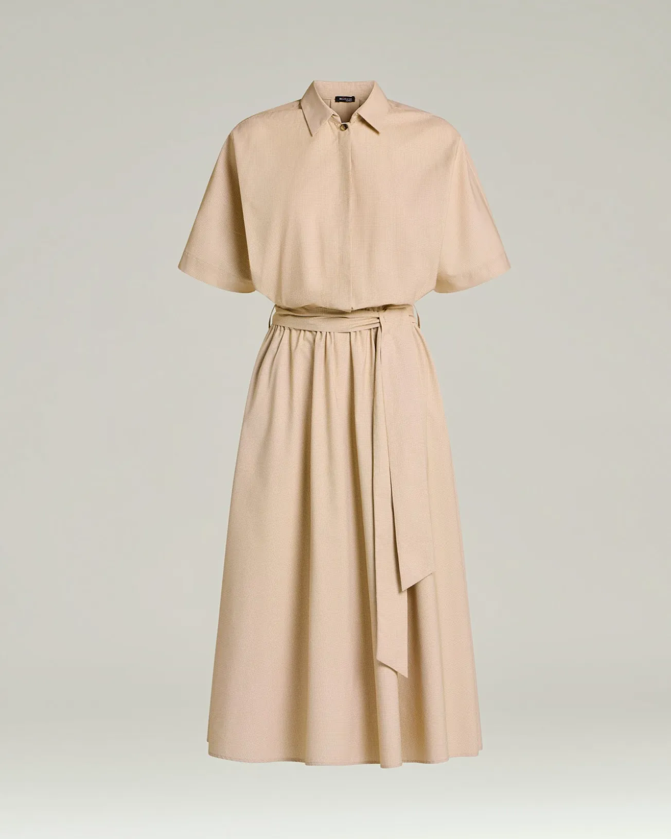 BELTED ORANGE DRESS IN NYLON AND SILK BLEND