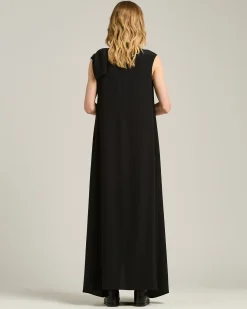 BLACK DRAPED DRESS IN PURE SILK