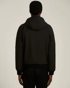 BLACK HOODED JACKET LINED WITH WEASEL FUR