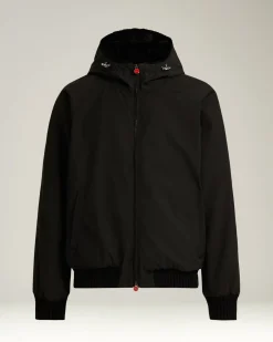 BLACK HOODED JACKET LINED WITH WEASEL FUR