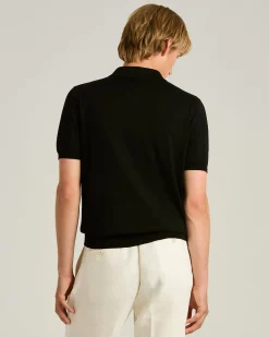 BLACK PURE COTTON SHORT-SLEEVED POLO SHIRT