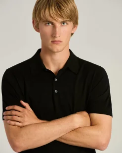 BLACK PURE COTTON SHORT-SLEEVED POLO SHIRT