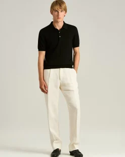 BLACK PURE COTTON SHORT-SLEEVED POLO SHIRT