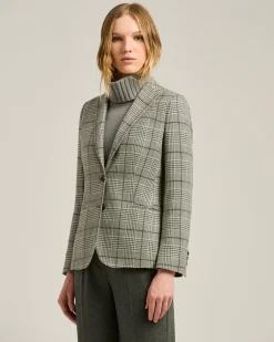 BLACK/WHITE PRINCE OF WALES CASHMERE BLAZER