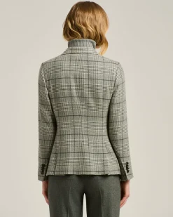 BLACK/WHITE PRINCE OF WALES CASHMERE BLAZER