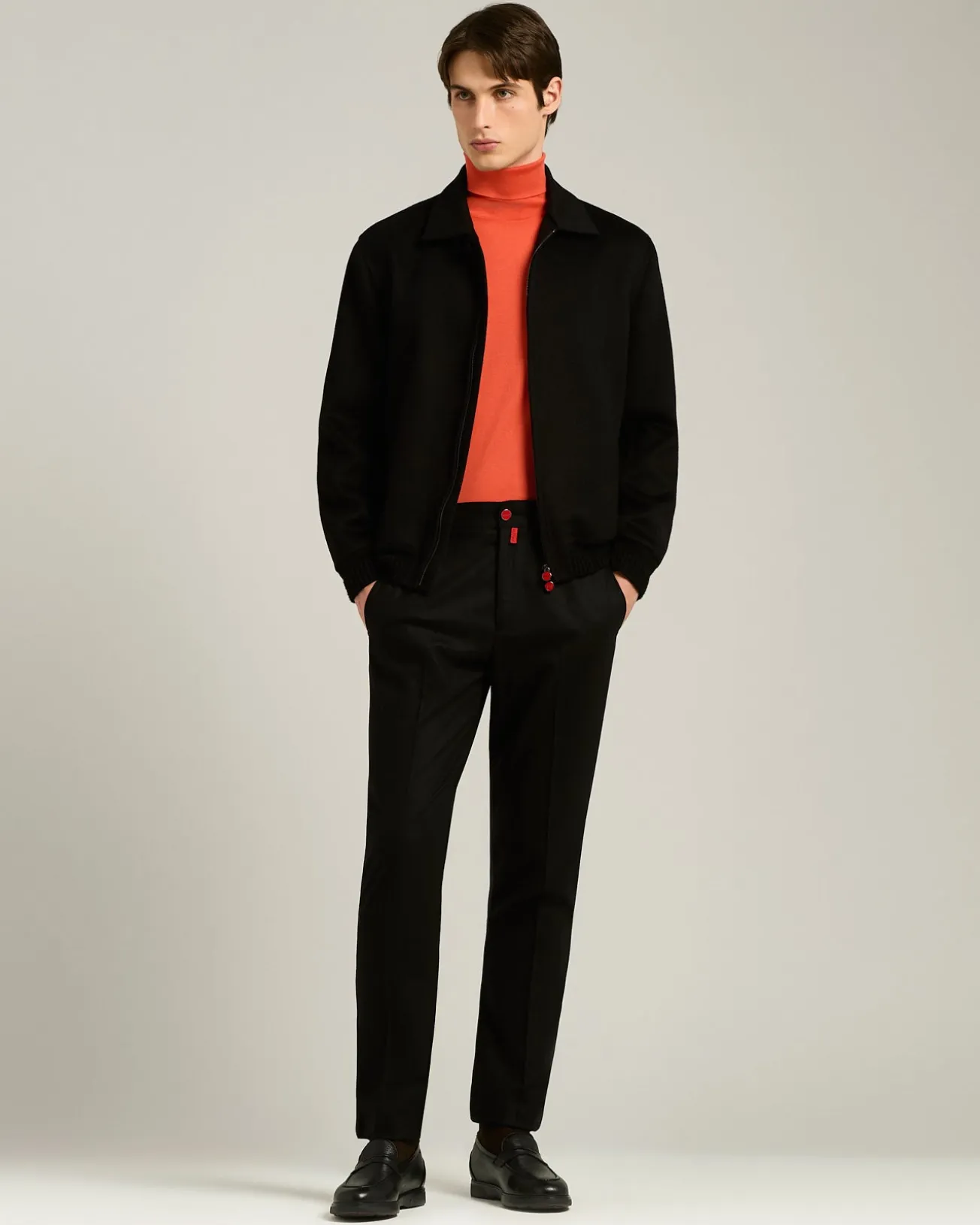BLACK WOOL COMFORT TROUSERS WITH ELASTIC WAISTBAND