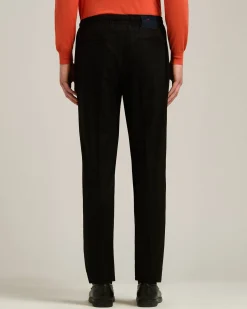 BLACK WOOL COMFORT TROUSERS WITH ELASTIC WAISTBAND