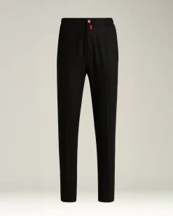 BLACK WOOL COMFORT TROUSERS WITH ELASTIC WAISTBAND