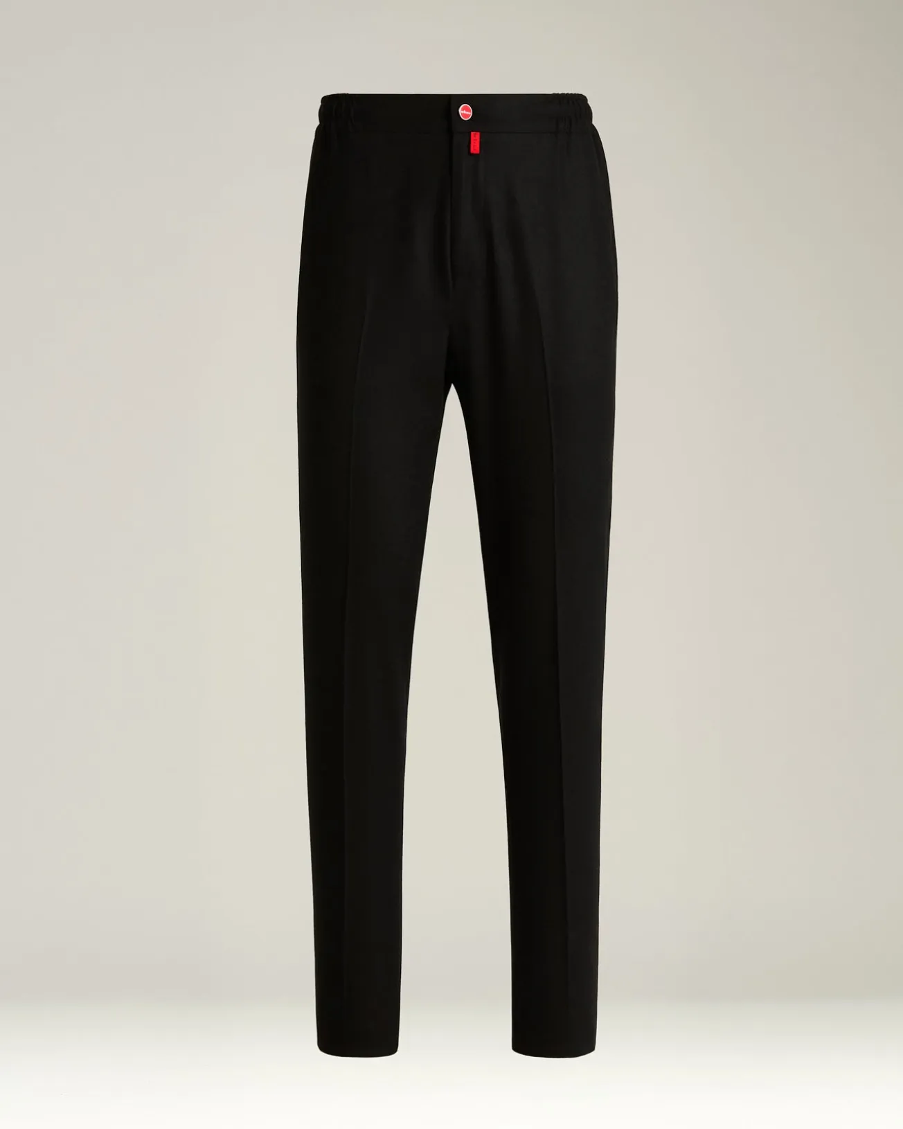 BLACK WOOL COMFORT TROUSERS WITH ELASTIC WAISTBAND