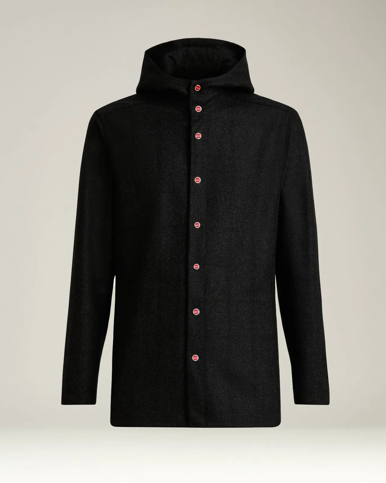 BLACK WOOL 'PETER' OVERSHIRT WITH HOOD