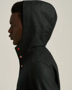 BLACK WOOL 'PETER' OVERSHIRT WITH HOOD