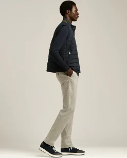 BLUE COTTON-KNIT SNEAKERS WITH CALFSKIN SUEDE