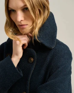 BLUE PURE CASHMERE DOUBLE-BREASTED PEACOAT