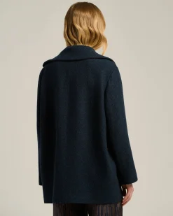 BLUE PURE CASHMERE DOUBLE-BREASTED PEACOAT