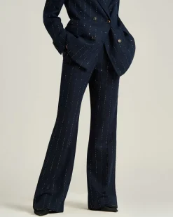 BLUE TAILORED LINEN WOOL, AND SILK TROUSERS