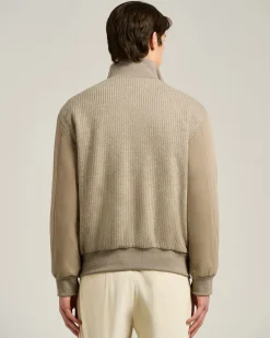 BOMBER IN TAUPE WOOL BLEND AND TECHNICAL FABRIC