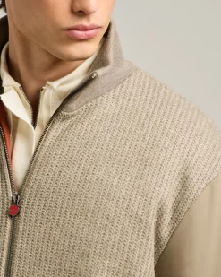 BOMBER IN TAUPE WOOL BLEND AND TECHNICAL FABRIC