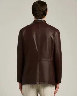 BORDEAUX LAMBSKIN JACKET WITH MANDARIN COLLAR