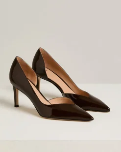 BROWN PATENT LEATHER PUMPS