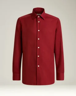 BURGUNDY COTTON AND CASHMERE FLANNEL SHIRT