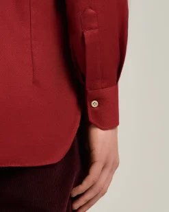 BURGUNDY COTTON AND CASHMERE FLANNEL SHIRT