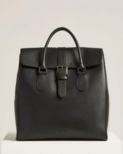 CALFSKIN SHOPPING BAG IN BLACK LEATHER