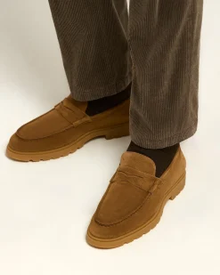 CAMEL CALFSKIN SUEDE LOAFER HIGH-DENSITY TECHNICAL SOLE
