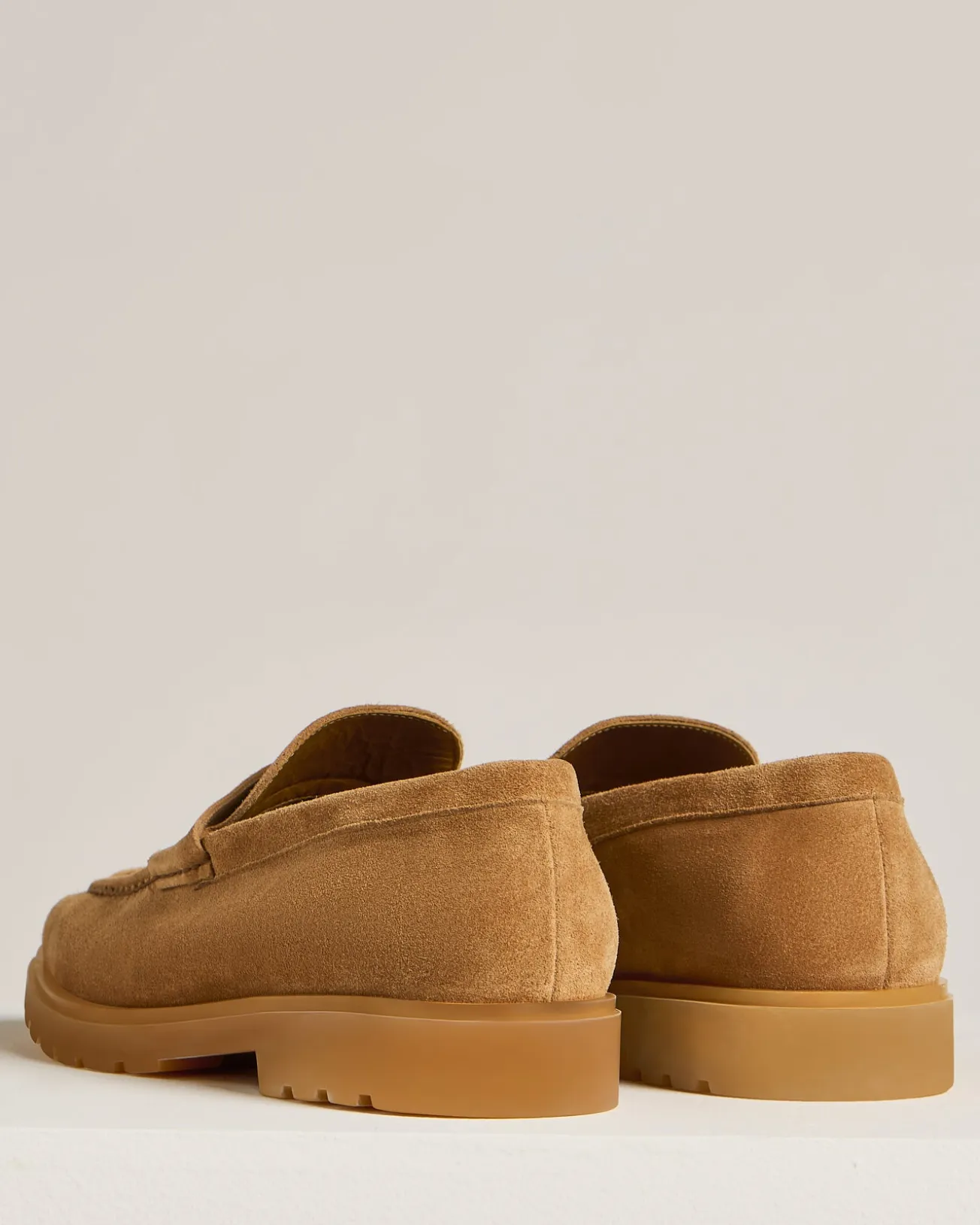 CAMEL SUEDE CALFSKIN LOAFER WITH RUBBER SOLE