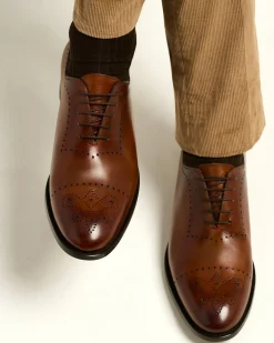 “CARAVAGGIO” WHOLECUT OXFORD SHOES IN ANTIQUED CALFSKIN