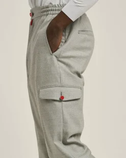 CARGO TROUSERS IN PURE VIRGIN WOOL GREY MELANGE