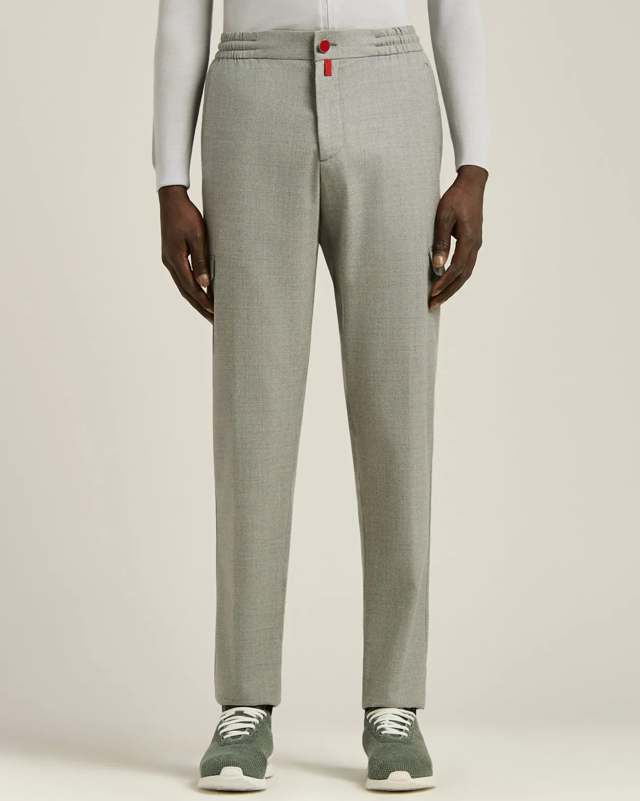 CARGO TROUSERS IN PURE VIRGIN WOOL GREY MELANGE