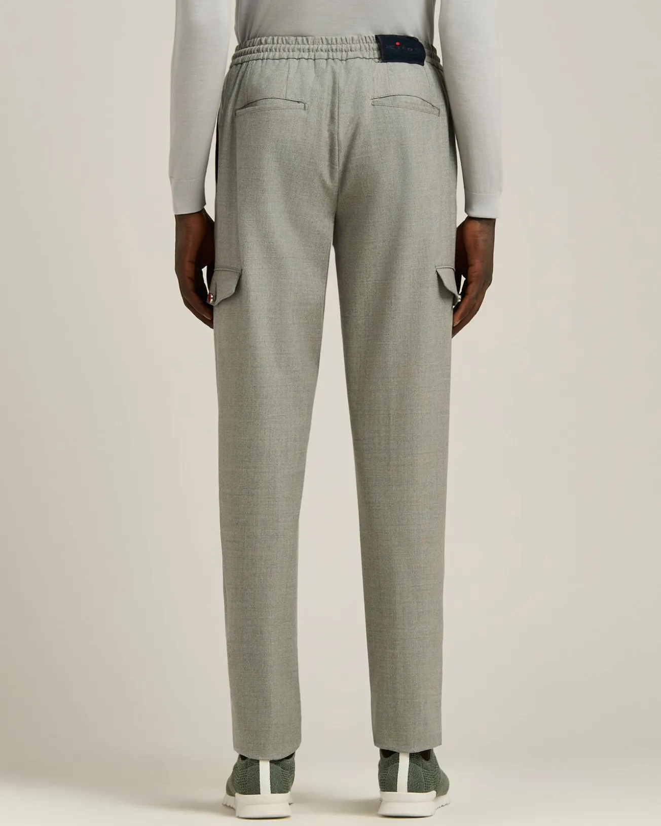 CARGO TROUSERS IN PURE VIRGIN WOOL GREY MELANGE