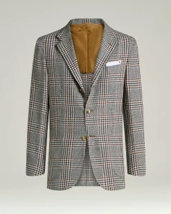CASHMERE AND LINEN TAILORED CHECKED JACKET