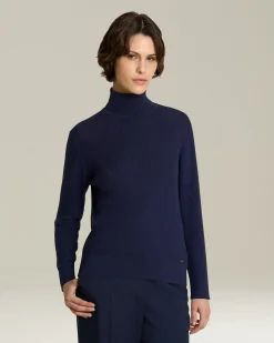 CASHMERE AND SILK POLO NECK JUMPER