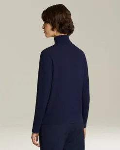 CASHMERE AND SILK POLO NECK JUMPER