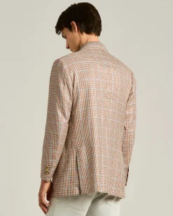 CASHMERE AND SILK SINGLE-BREASTED JACKET IN BROWN
