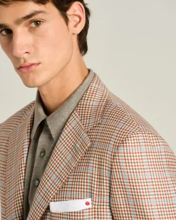 CASHMERE AND SILK SINGLE-BREASTED JACKET IN BROWN