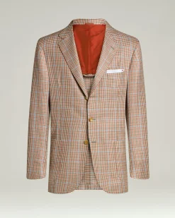CASHMERE AND SILK SINGLE-BREASTED JACKET IN BROWN