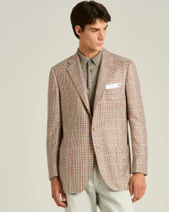 CASHMERE AND SILK SINGLE-BREASTED JACKET IN BROWN