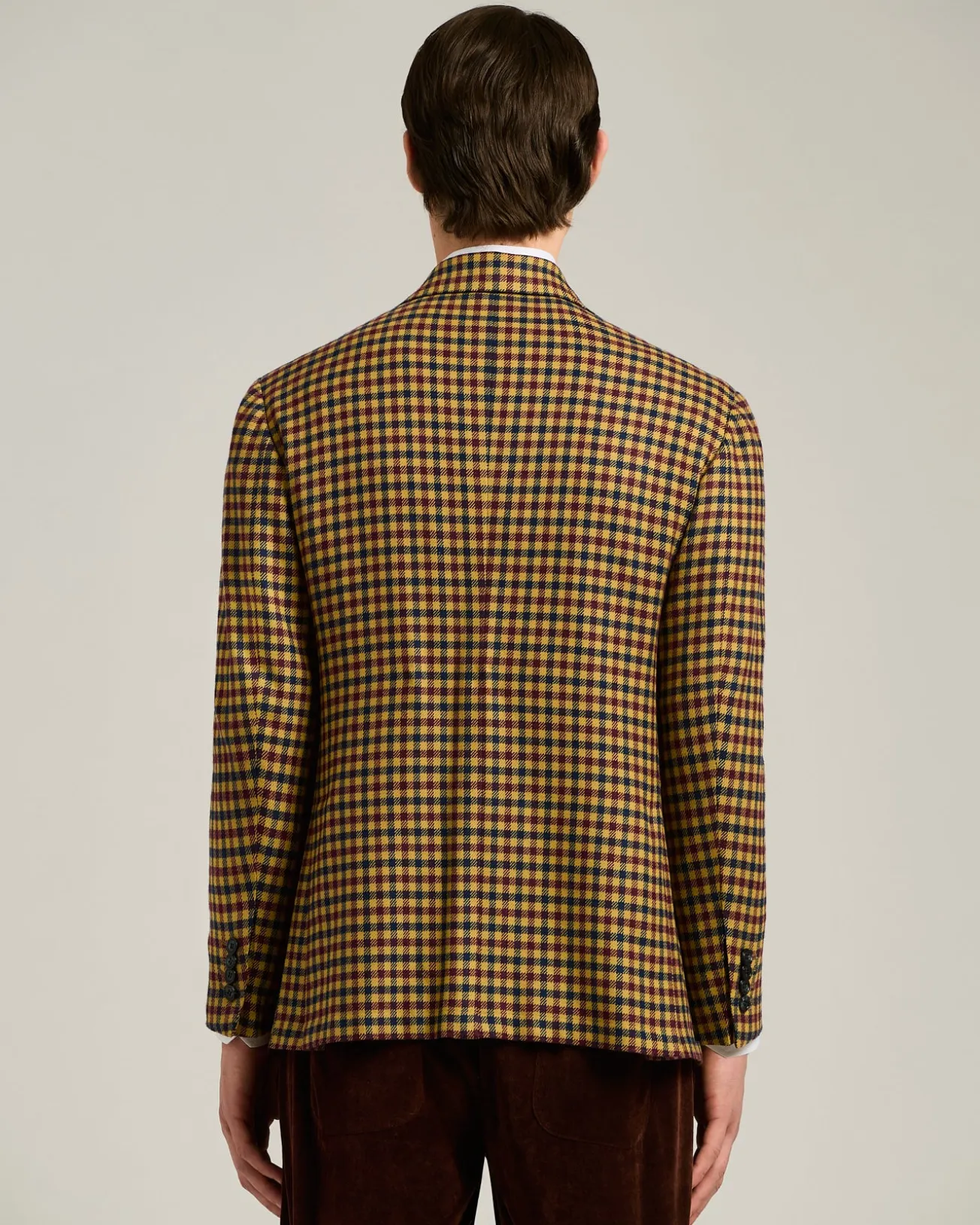 CASHMERE BLAZER WITH YELLOW MICRO-CHECK