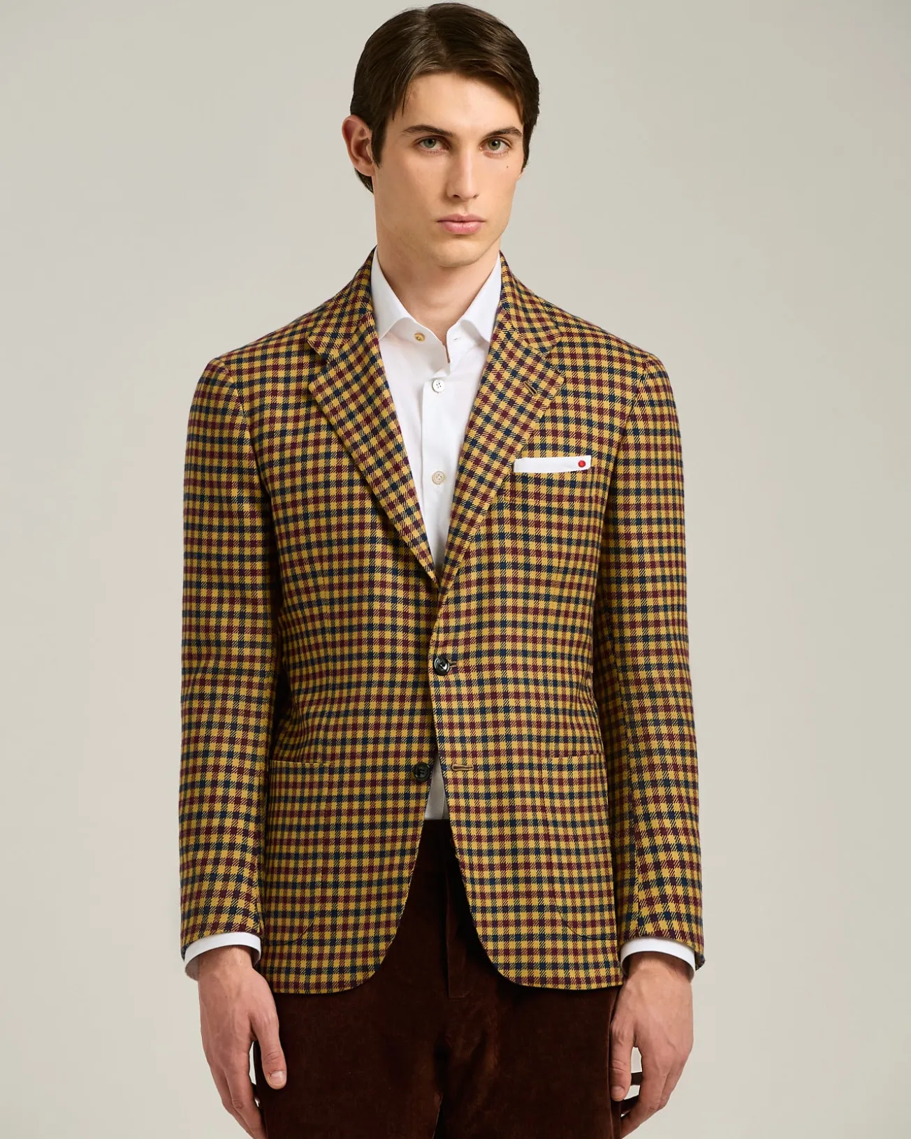 CASHMERE BLAZER WITH YELLOW MICRO-CHECK