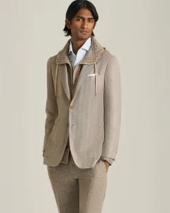 CASHMERE BLEND HERRINGBONE PATTERN BLAZER