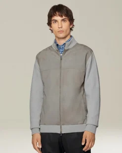 CASHMERE BOMBER JACKET WITH LEATHER INSERTS