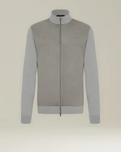 CASHMERE BOMBER JACKET WITH LEATHER INSERTS